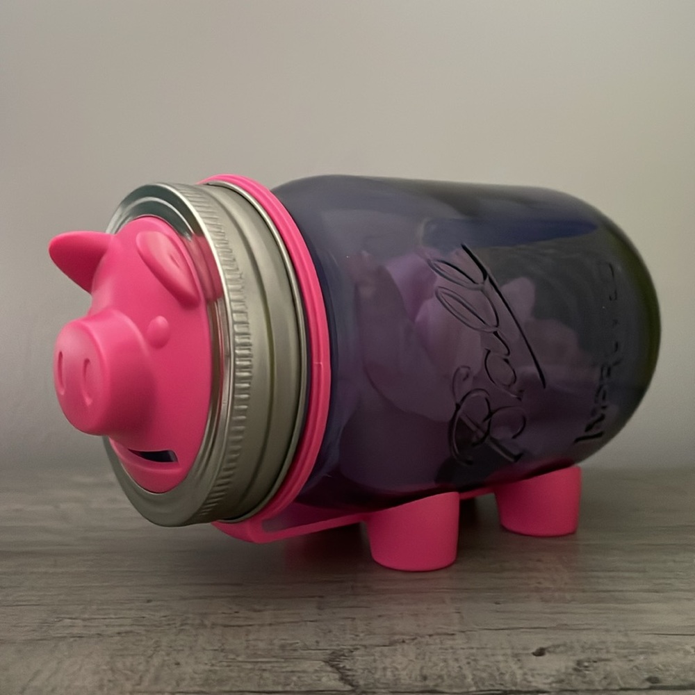 NWT GIRLS BALL MASON PINK PURPLE PIGGY BANK